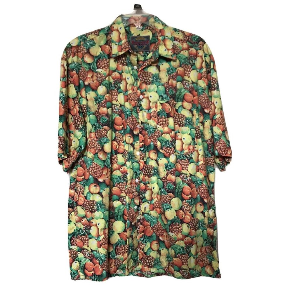 Vintage Elsbach Fruit Print Hawaiian Camp Shirt EU 39/40 Fits Large Cotton